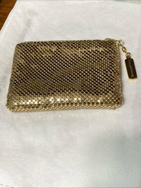 Cute Whiting & Davis Gold Mesh mesh Evening small Bag Purse zipper Pouch